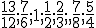 \frac{13}{12};\frac{7}{6};1;\frac{1}{2};\frac{2}{3}; \frac{7}{8};\frac{5}{4}